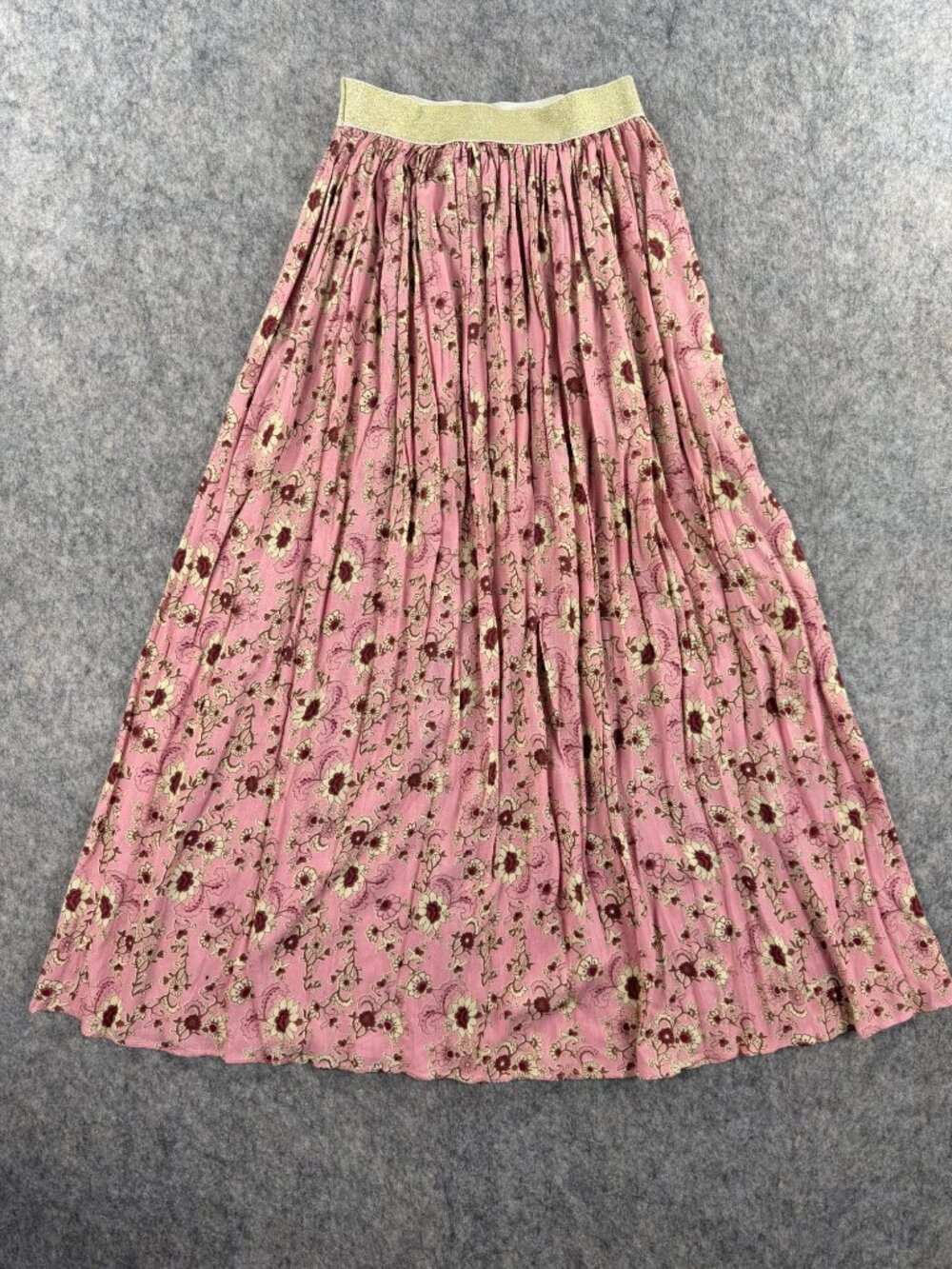 Sweewe Paris Maxi Skirt Boho Pink Floral Flowy Sz M